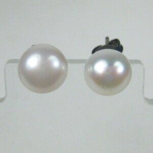 Genuine Pearl Stud Earrings With Sterling Silver Posts and Ear Nubs